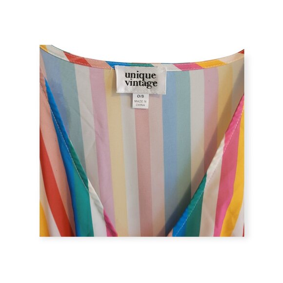 Unique Vintage Rainbow Striped Burton Caftan Dress size o/s - Picture 10 of 16